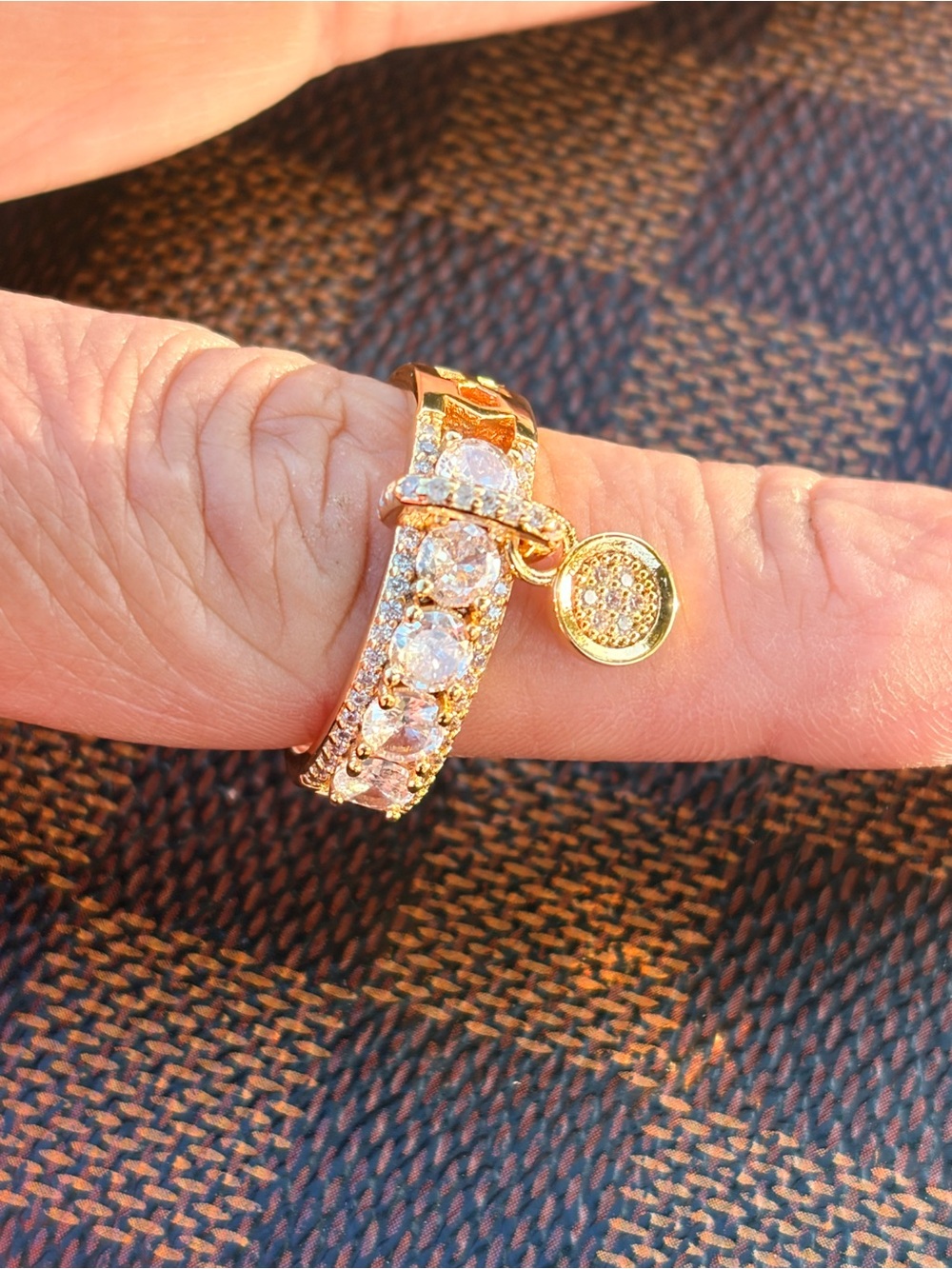 Gold-Tone Crystal Pavé Charm Hoop Earring - Women's Jewelry